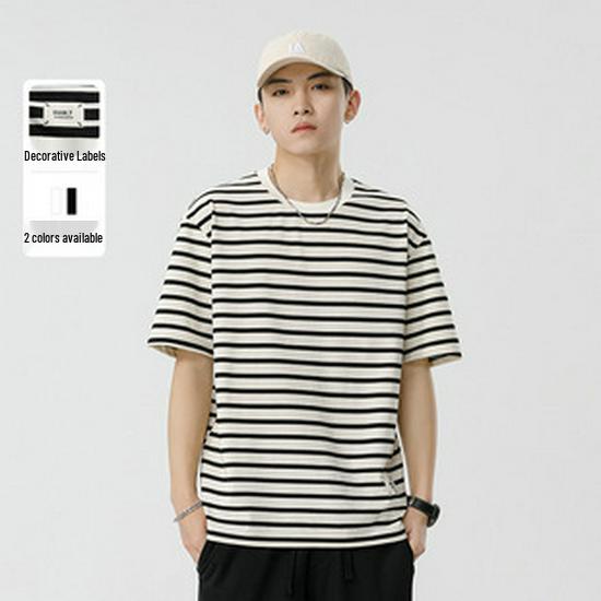 Men's Trendy Black Ice Silk Cotton Crew Neck Loose Fit Printed Short Sleeve T-Shirt