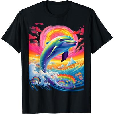 Camiseta Océano Arcoíris Colorido de Delfín para Niñas y Niños