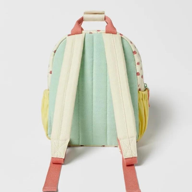 2025 New Dopamine Strawberry Print Color Matching Cute Children’s Backpack Fashionable and Versatile Kindergarten School Bag