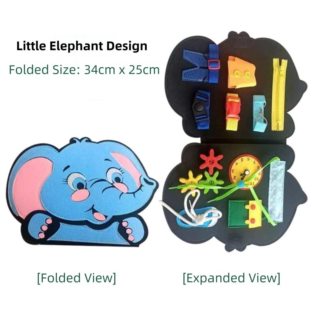 

Бізіборд Монтессорі Сенсорні іграшки Дошка для одягання Розвиваючі іграшки Дитяча розвиваюча книжка для малюків 1-5 років Elephant