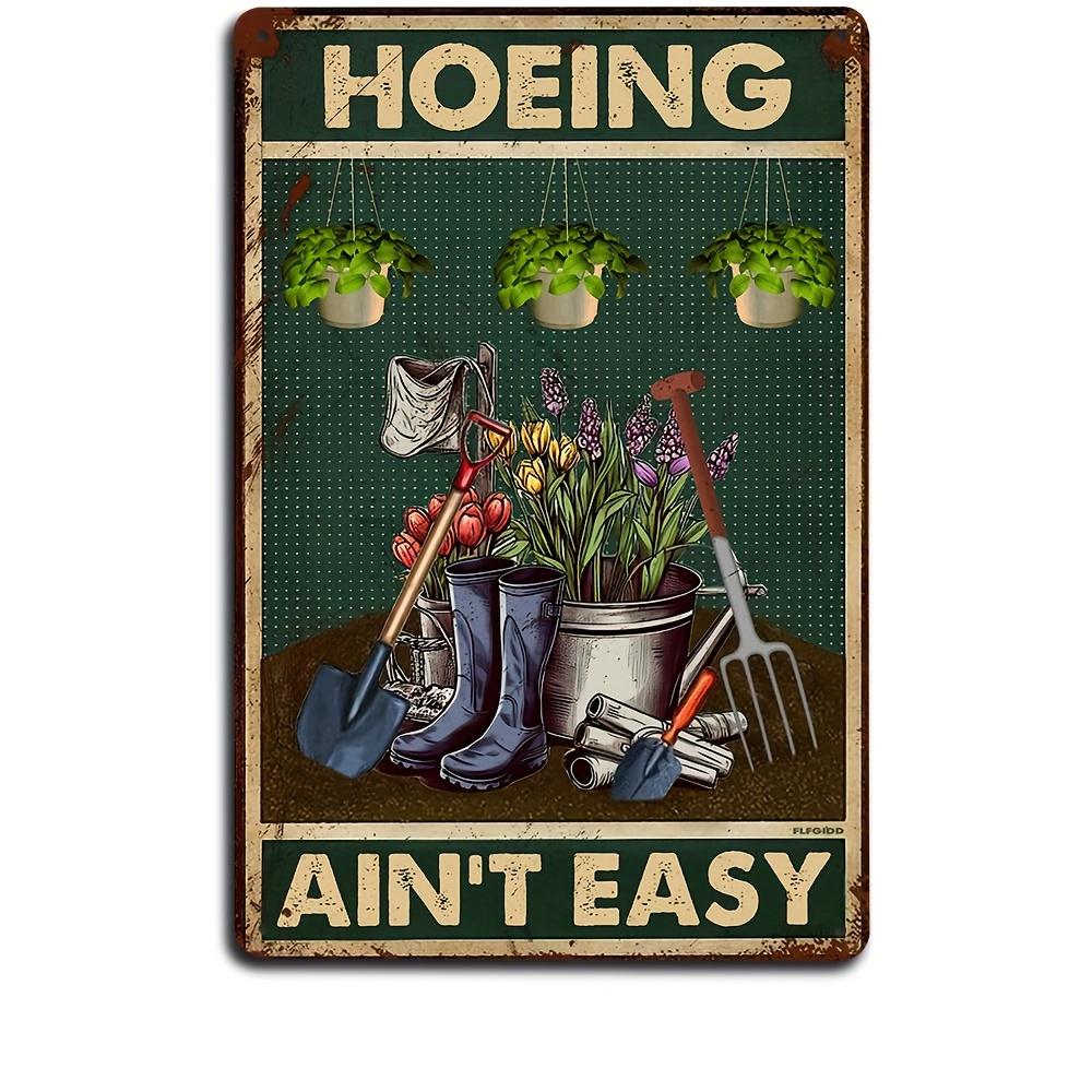 Vintage Garden Metal Tin Sign - Floral & Gardening Tools Design Perfect for Bar Cafes Restaurants, Garages & Home Decor Wall Art