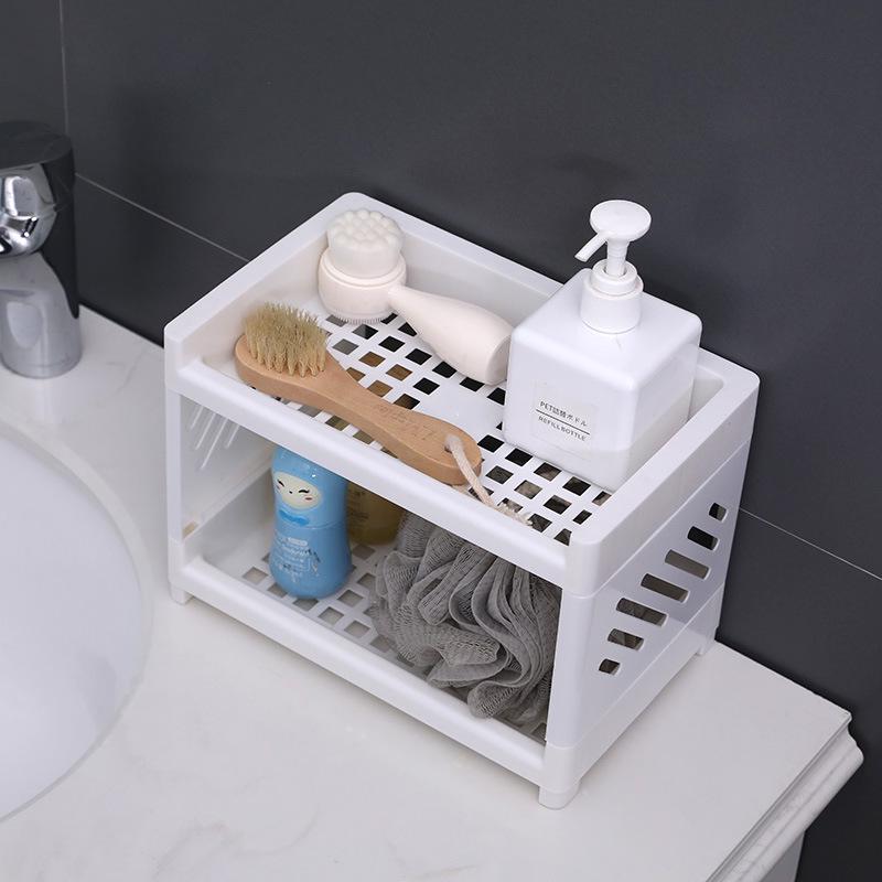 Double-Layer Mini Storage Shelf - Desktop Organizer for Dormitory and Bathroom
