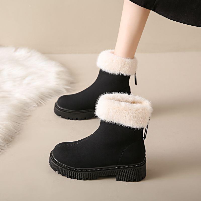 Large Size Warm Ladies Shoes Round Toe Platform Winter Women's Snow Boots on Offer Furry Footwear Comfortable and Elegant Ankle