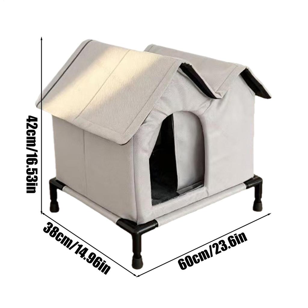 Outdoor Cat House Foldable Waterproof Winter Animal Tent Bed Outside Cat House Weatherproof With Elevated Base For Yard Garden