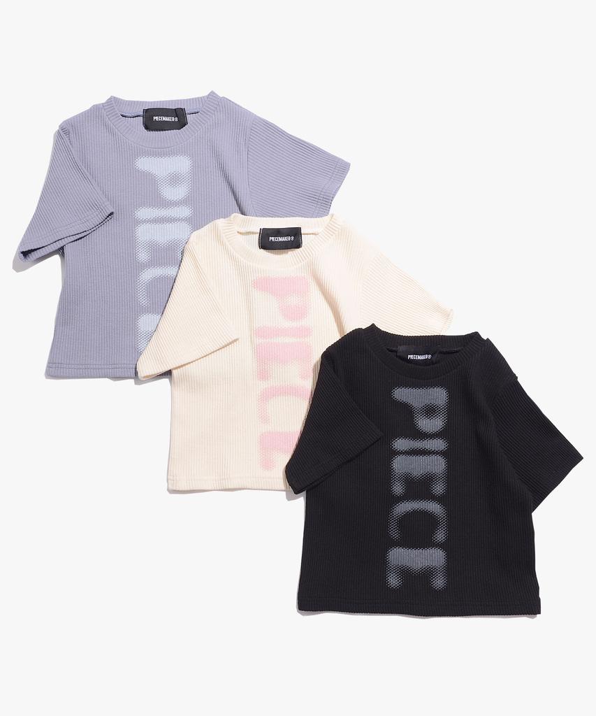 PEACE MAKER Ribbed Contrast Crop Tee (Grey)