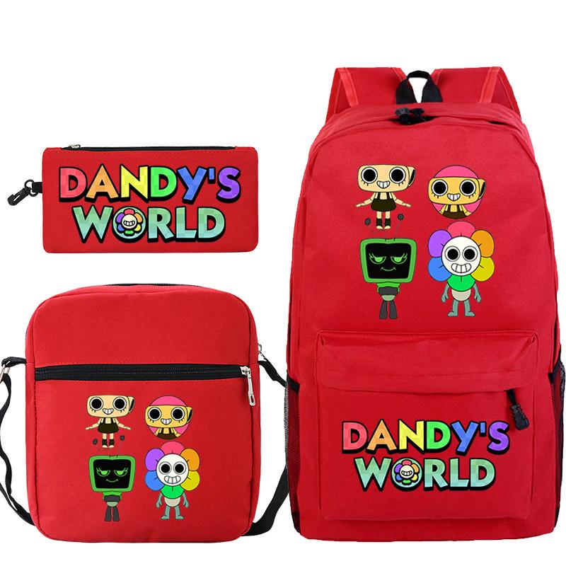 Dandy'S World Printed Fashion Children'S Pencil Case Messenger Bag Three-Piece Set Primary And Secondary School Bag