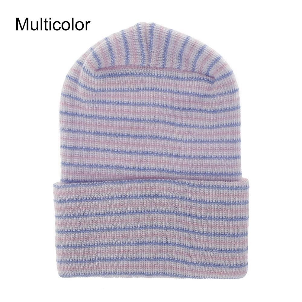 Stripe Infant Hat For 0-6 Month Newborn Baby Hospital Hat Soft Cotton Cute Big Bow Beanie Cap Winter Turban Hats for Baby Girls