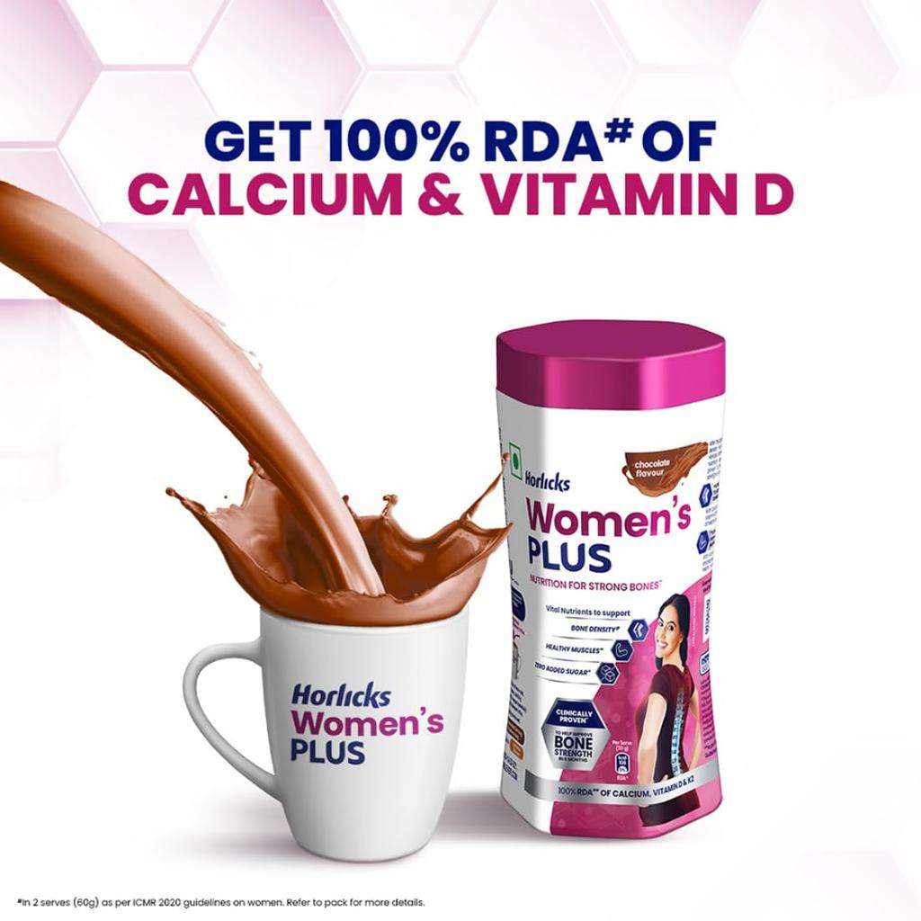Horlicks Women’s Plus Chocolate Nutritional Drink 400g Jar for Strong Bones and Healthy Living