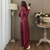 Spring Casual Fashion Set: Women's Korean-Style Zipper Cardigan Hoodie with Wide-Leg Pants, Two-Piece Set