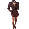 Autumn 2026 Women's European-American Waist-Cinching Suit Jacket with Lapel, Button, Pocket, Long Sleeve, and Short Skirt.