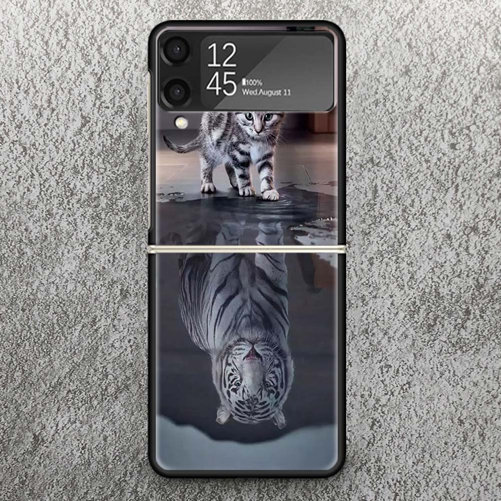 

Cool Animal Big Cat Tiger Print Case For Samsung Galaxy Z Flip 3 4 5 6 7 5G Phone Shell Flip7 Flip6 Flip5 Flip4 Flip3 Pattern Co Samsung Z Flip 4