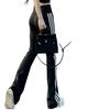 Women's Black High Waist Elastic Flare Pants - Slimming, Hip-Lifting, Shark Sports Design