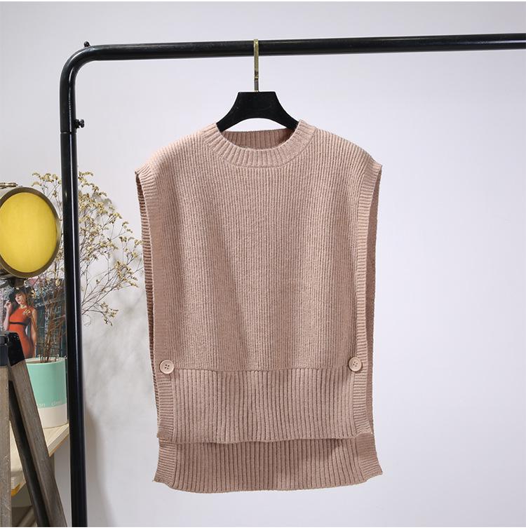 Women's Round Neck Sleeveless Knit Wool Vest - Korean Style Spring/Autumn Thin Cardigan In Solid Colors