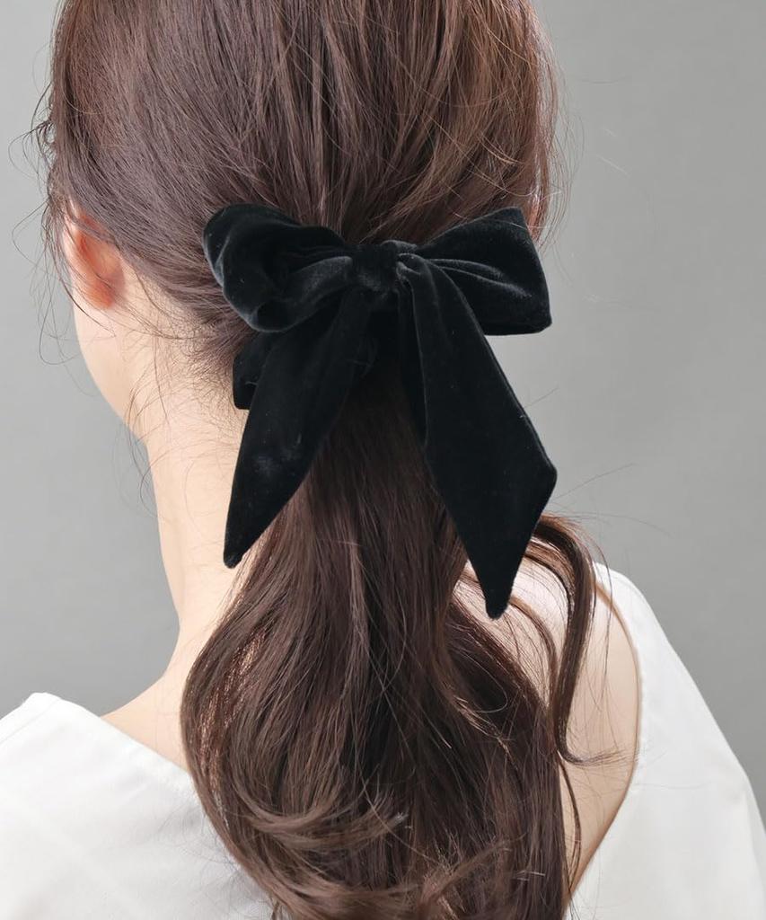 VINGTAINE Velvet Scrunchie with Detachable Simple Hair Accessory Ribbon, 2-Way Arrangement, HS-148