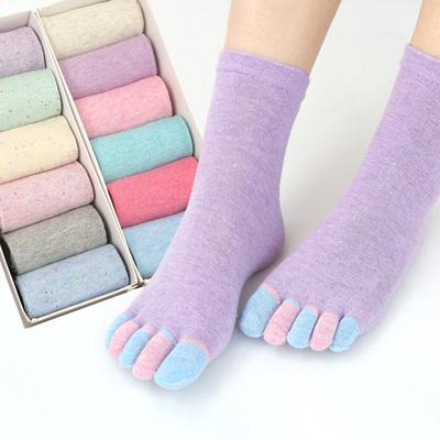 1 Paar Fünf-Finger-Socken für Damen aus reiner Baumwolle mit fünf Zehen, schweißabsorbierende Mittelrohrsocken mit geteilten Zehen, warme Zehen, kurze Socken