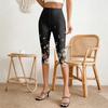 Women's Casual Pants with Elastic Waist, Slim Fit Split Hem