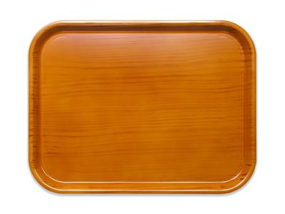 TATSU-CRAFT Pino Rutschfestes Tablett, 39cm, Holzmaserung, Karamell und Teak-Finish, Rutschfest, Mikrowellengeeignet, Stilvolles Kunststofftablett, Groß, Klein, Tief,