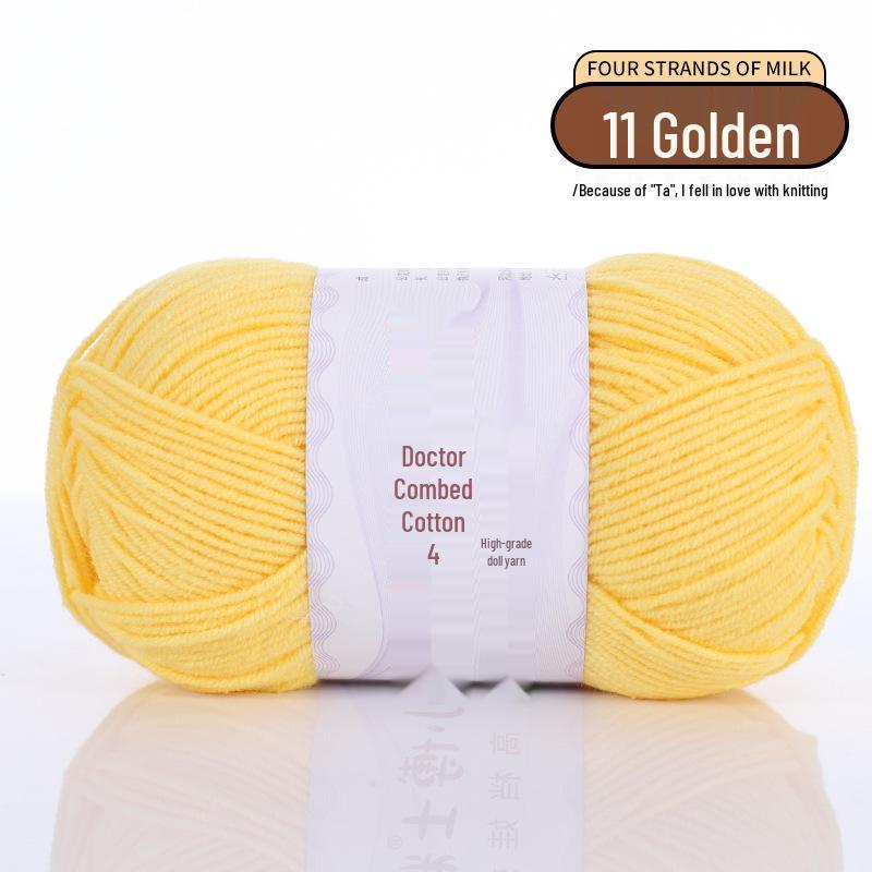 40g 4-Ply Combed Milk Cotton Yarn - Little Doctor, Medium-Thick for DIY Knitting Projects: Dolls, Cushions, Blankets