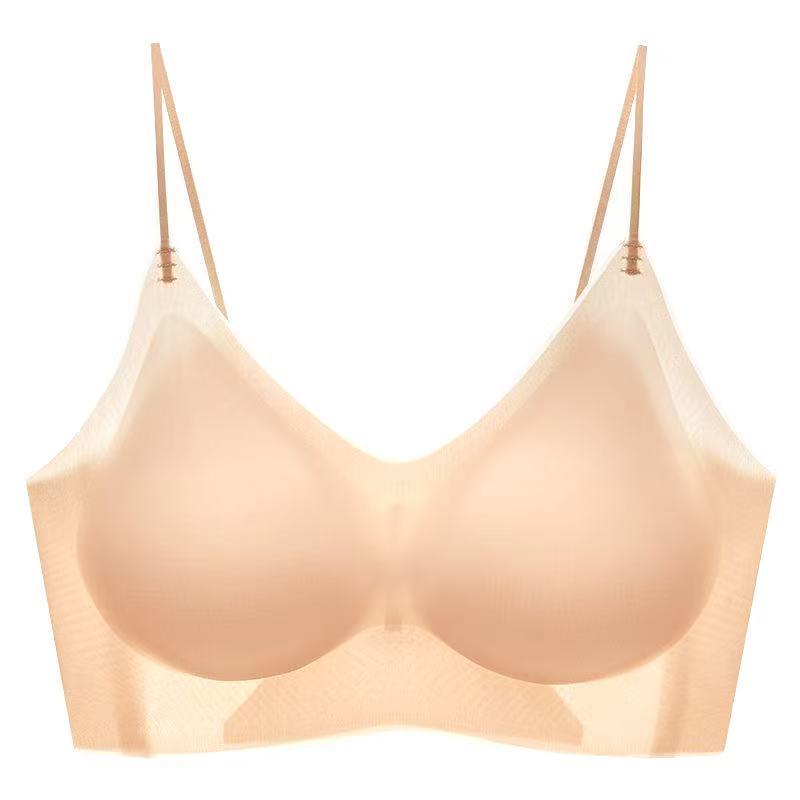 Women's Seamless Push-Up Strappy Bandeau Vest - Super Thin, Breathable Cooling Bra for Small Chests