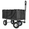 Garden Cart, 544.3 kg, Heavy Duty Steel Hand Trolley, Yard Utility Wagon Outdoor Transport Cart with 10-Inch Tires, Adjustable Handle, Detachable Side