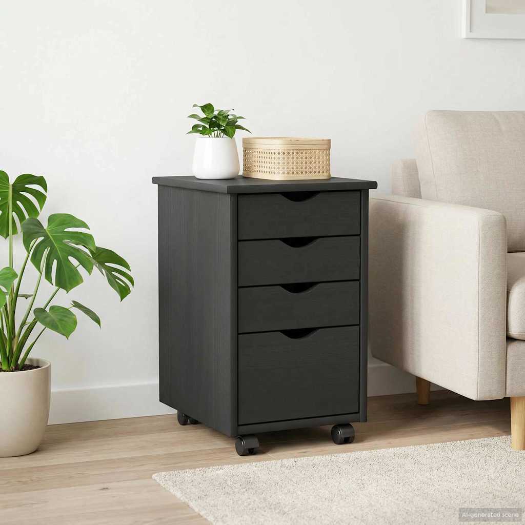 Mobile Storage Cabinet in Gray 34 x 39 x 56 cm Solid Pine Wood