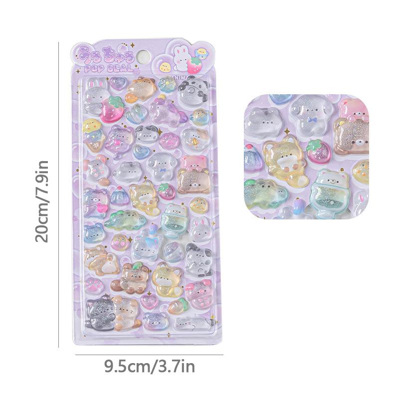 3D Cute Jelly Stickers Cartoon Animal Relief Sticker Scrapbook DIY 3D Stickers Car Refrigerator Phone Case Stickers