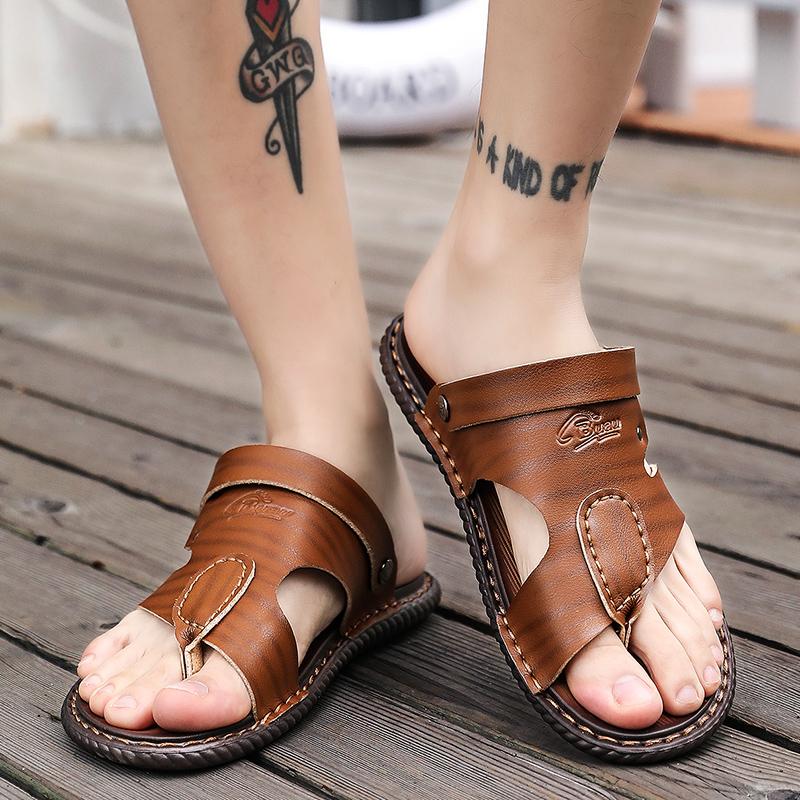 Fashion FUQIAO Summer New Style Men's Sandals Leather Soft Bottom Leisure Men Shoes Sandals Recommend Zandalias Para Hombre Verano