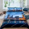 Bridge Landscape Digital Printing Duvet Cover Set For Kids Boys Girls Polyester Bedding Set Double Single Size With Pillowcase