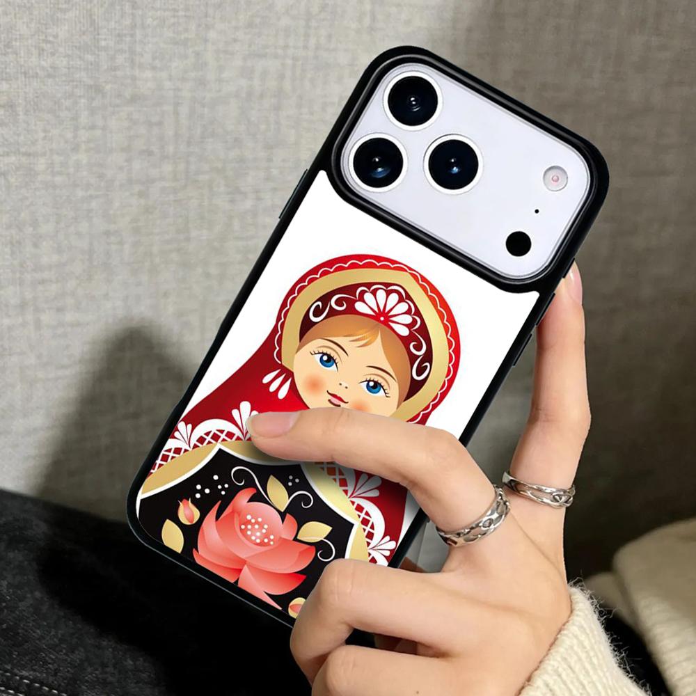 Capa Case for iPhone 17 Air 16 Pro Max 15 Plus 11 13 Mini 14 12 Back Phone Cover Cute Russian Dolls Matriochkas