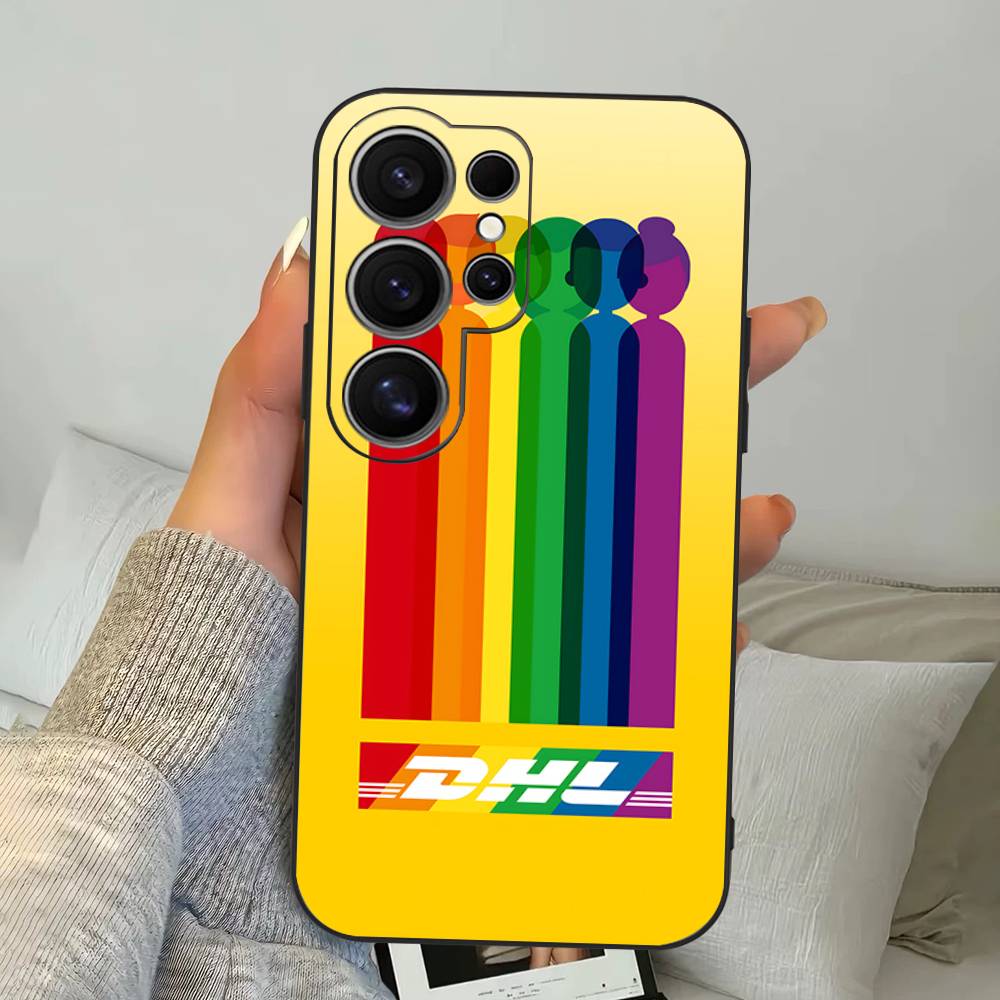 Fashion Brand D-DHL Logo Phone Case For Samsung S 24 Fe 25 Ultra Plus 20 Lite 21 30 22 23 24 22 Ultra 5G Fundas