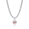 Heart-Shaped Enamel Cross Chain Necklace with Peach Heart Beads for Women - Fashionable Classic Style