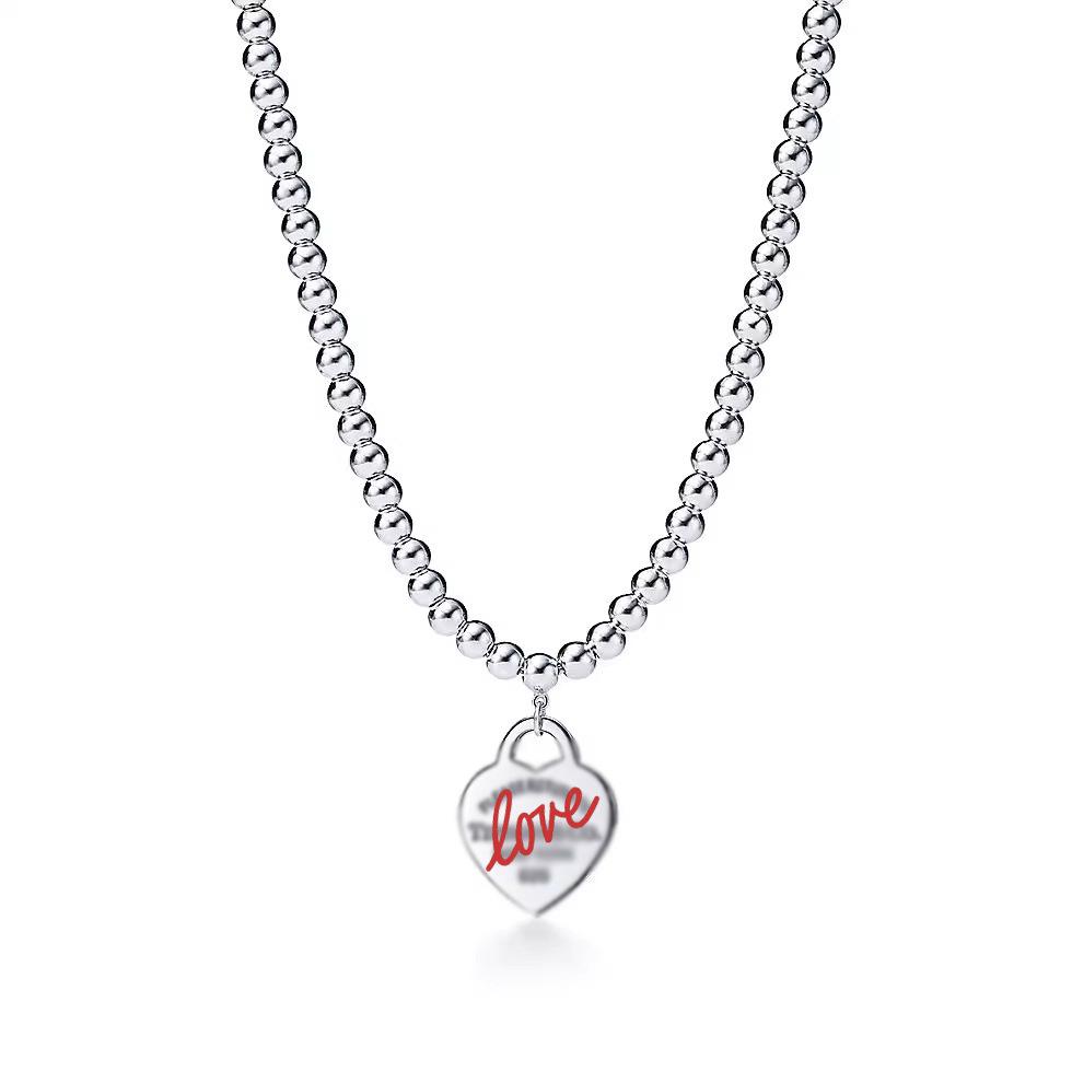 Heart-Shaped Enamel Cross Chain Necklace with Peach Heart Beads for Women - Fashionable Classic Style