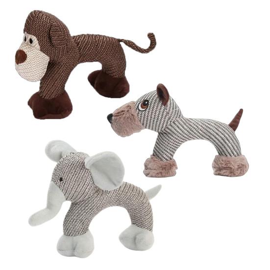 Plush Dog Chew Toy Squeaky Linen Stuffed Animals Interactive Puppy Teething Toy for Small And Medium Dogs Teeth Cleaning