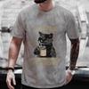 Men's Street Wear Cat Lover Funny Coffee Because Murder Print T-shirt Short Sleeve O-neck Streetwear Summer T Shirts Men