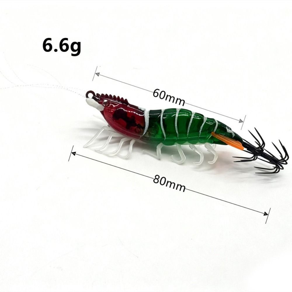 Shrimp 6.6g 80mm Squid Jig Luminous Horizontal Artificial Calamar Webfoot Wood Shrimp Octopus Bait Sea Fishing