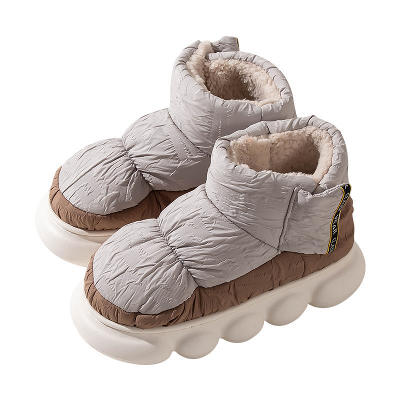 thick-soled cotton slippers women's winter indoor couple wear waterproof and non-slip velvet thermal bag and cotton shoes men
