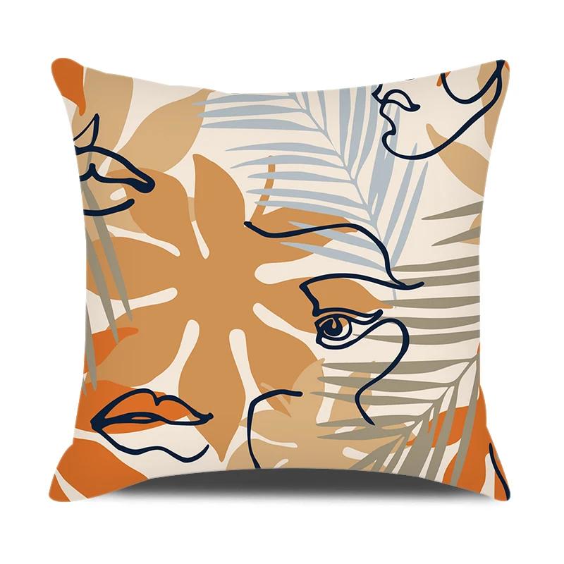 Modern Style Cushion Cover Abstraction Geometric Floral Plant Printed Pillow Cover Home Sofa Chair Decorative Pillowcase 45*45cm