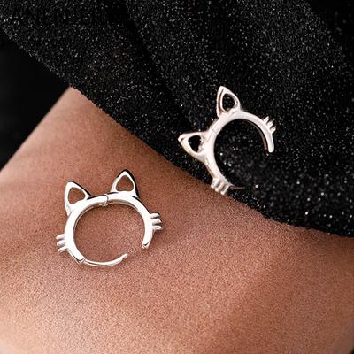 Korean Simple Hollow Cat Earrings Temperament Animal Earrings Temperament Jewelry Gift Wholesale