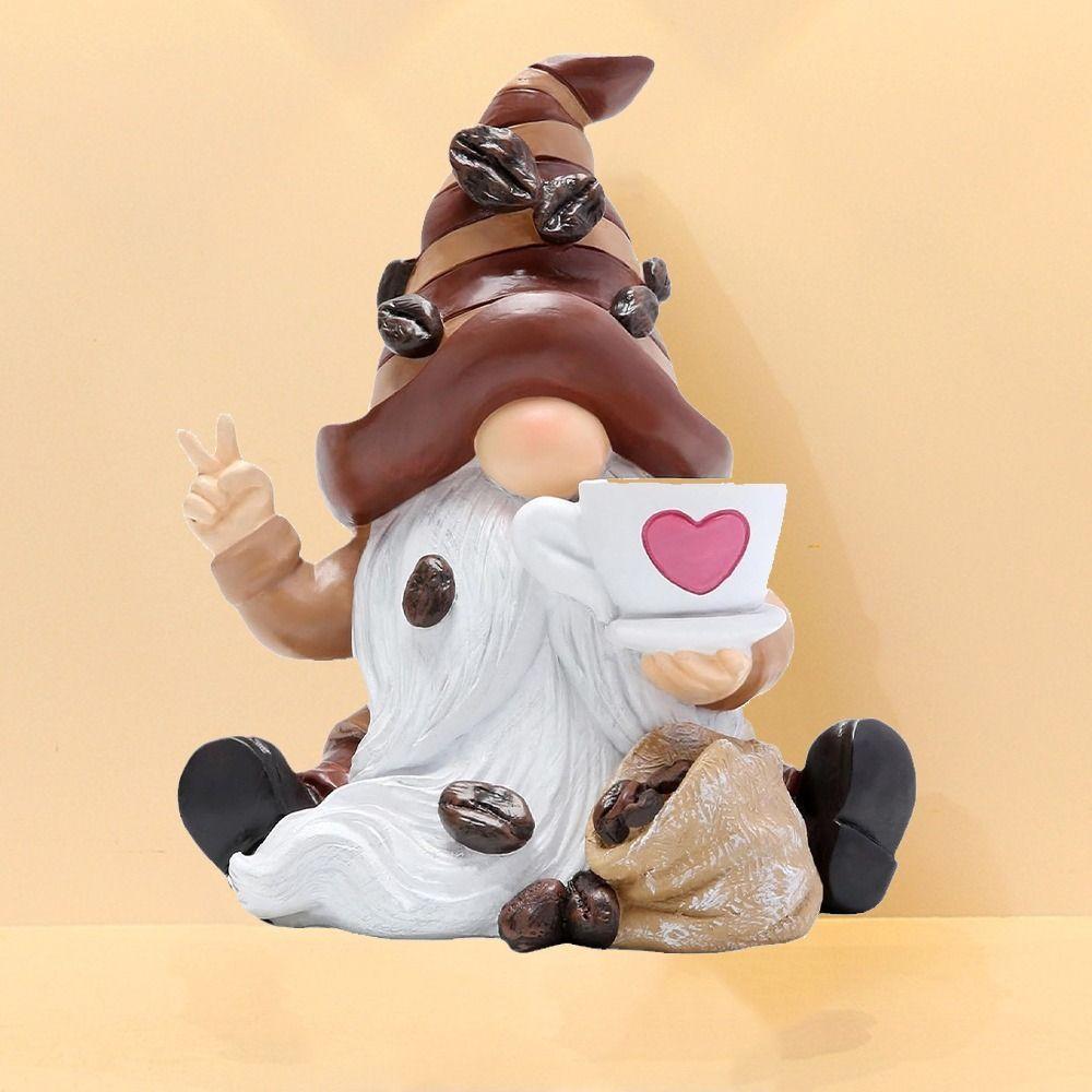 Resin Gnome Figurine Funny Miniature Sculpture Micro Landscape Coffee Dwarf Statue  New Year