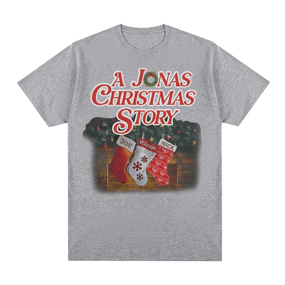 Ein Jonas Weihnachtsgeschichte T-Shirt 2025 Jonas Bands Gleicher Stil T-Shirt Harajuku Hohe Qualität 100% Baumwolle Weihnachtsfeiertags Kostüme