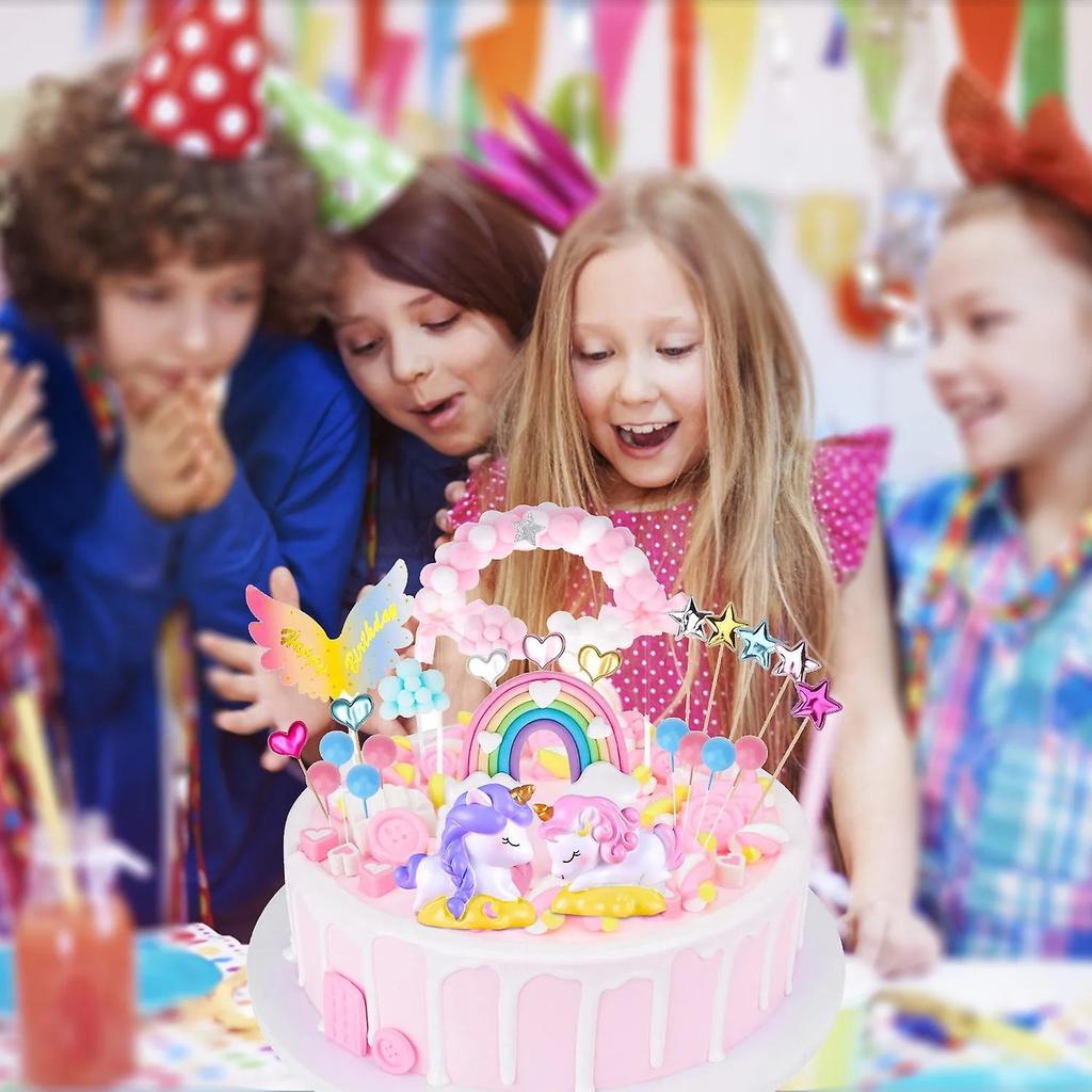 Rainbow Unicorn Birthday Cake Toppers, 26 Count
