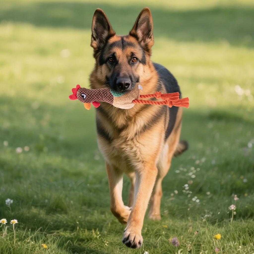 Interactive Plush Squeaky Toy, Chicken-shaped, Suitable For All Dogs As A Teething And Chewing Toy