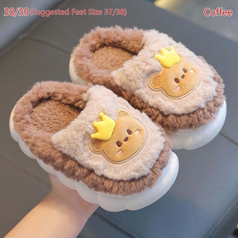 Rabbit/Bear Kids Furry Slippers Girls Boys Winter Slippers High-quality Indoor Slippers