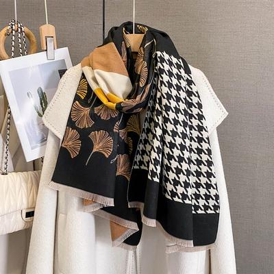 Winter Luxury Warm Scarf For Women Autumn Faux Cashmere Pashmina Shawl Wrap Elegant Warm Shawl Design Female Foulard ScarfBrand