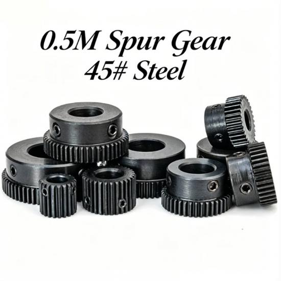 1Pcs 0.5 Module Spur Gear 20T/40T 45# Steel Convex Boss Pinion Gear 45 Steel Industrial Motor Gear Rack Robot Model Accessories 4mm