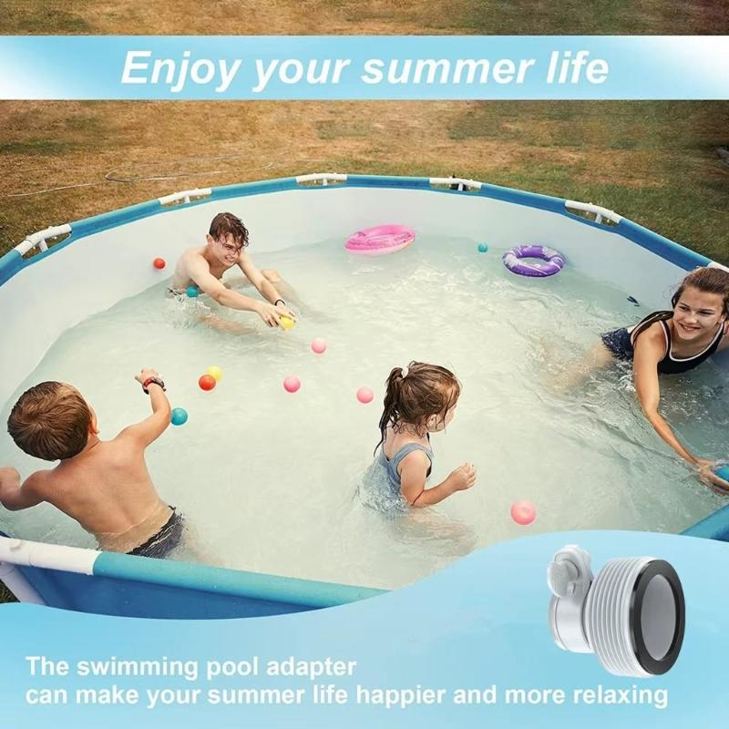 Screw-On Pool Hose Fitting with Open Center, Plastic Replacement Adapter for Routine Backyard Pool Water Line Maintenance, Single Part