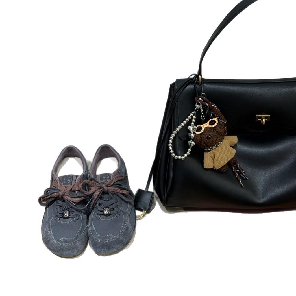 Cowhide Version~ Ugly Cute Moral Training Shoes Women's Little White Shoes Casual 2025 Versatile Leather Sports Board Shoes Niche Explosion