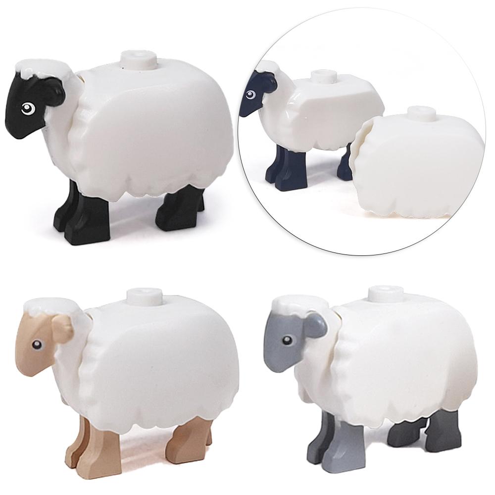 MOC Animals Building Block Goat Sheep Parrot Otter Cow Dog Pet Cat Panda Leopard Tiger Pig Zoo Deer Bear Eagle Bricks Toys Gift