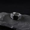 Silver Color New Cross Ring Men's Personality Dominant Trend Hip Hop Single Ring Black Stone Jewelry