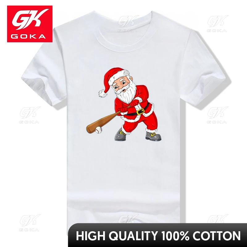 Christmas Santa Claus with Baseball Bat Costume Boys Kids Teens Xmas TShirt Gifts Humor Funny Baseball Player Tee Softball Tops S